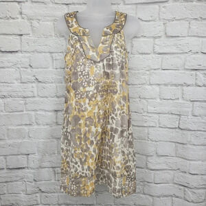 LOFT Ann Taylor Animal Print Linen Shift Dress Sz 0